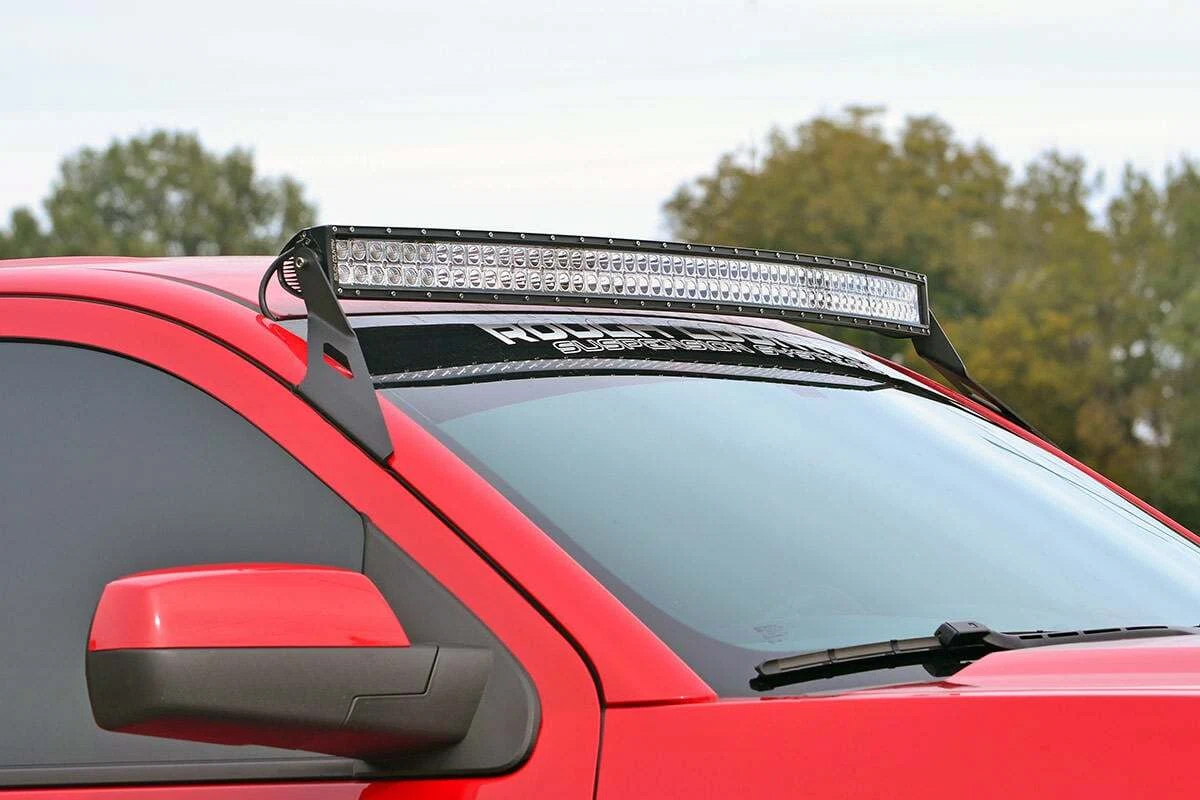 Fits Chevy 2500HD (15-19) LED Light Mount Upper Windshield 54_ Curved 70514A